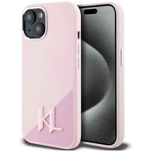 Karl Lagerfeld Shadow Metal Initial MagSafe dėklas iPhone 15, rožinis image 1
