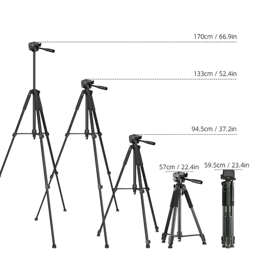 Aliumininis fotografijos trikojis 57–170 cm, pilkas image 1
