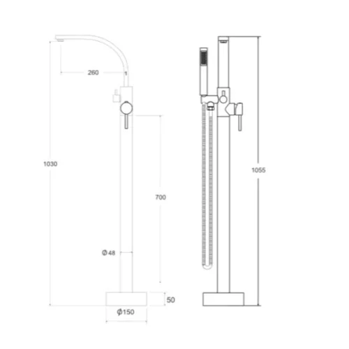 Besco DECCO BW-DI-ZL vonios maišytuvas ant grindų, Aukso spalvos image 2