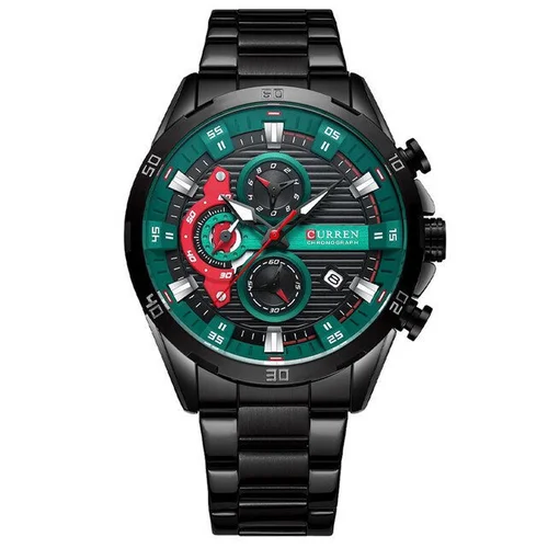 CURREN 8402 vyriškas chronografas, juodai žalias image 1