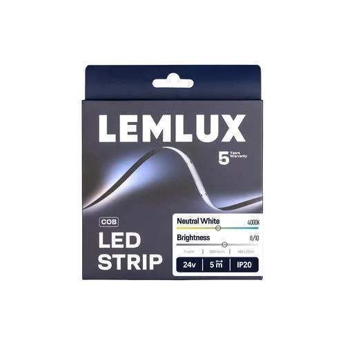 Lemlux COB LED juosta 5 m, 11 W/m, 1200 lm, 4000 K, IP20 image 3
