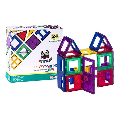 Playmags 162 magnetinių plytelių rinkinys, 24 vnt. image 2