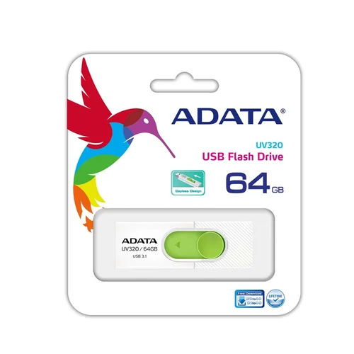 ADATA UV320 64 GB USB-A 3.2 Gen 1 žalia/balta atmintinė image 3