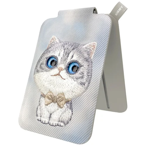 Nimmy New Big-Eye Cute Pets 2.0 katės magnetinė piniginė su stovu, pilka image 3