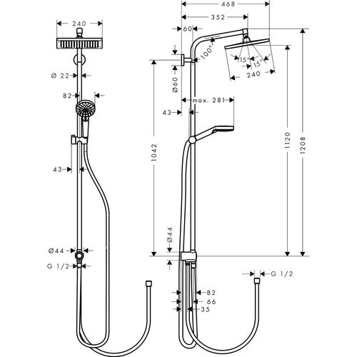 Hansgrohe Crometta E 27289000 dušo komplektas image 2