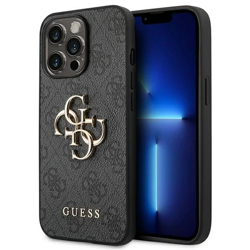 Guess 4G metalinio logotipo dėklas iPhone 14 Pro, pilkas image 1