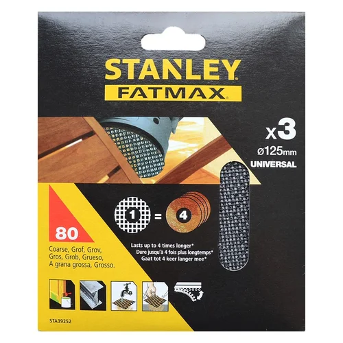 Stanley Šlifavimo tinklelis VELCRO 125 mm, 3 x 80 g image 3