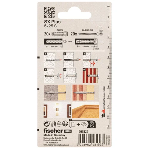 FISCHER kaiščiai su varžtais SX Plus S 5x25 mm image 3