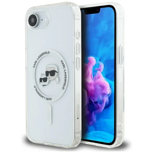 Karl Lagerfeld IML Metal Karl & Choupette Heads MagSafe iPhone 16e dėklas, baltas image 1
