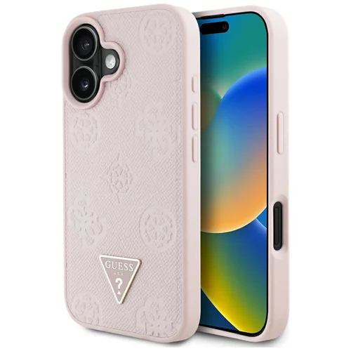 Guess Grained Hot Stamp Peony MagSafe dėklas iPhone 16, rožinis image 1