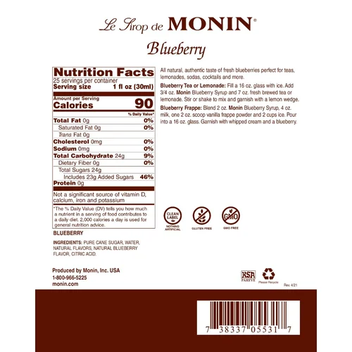 MONIN mėlynių skonio sirupas 0,7 l image 2