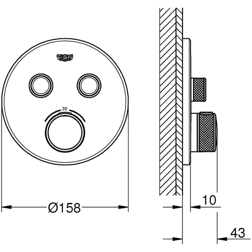 Grohe SMARTCONTROL 29119000 Potinkinis termostatinis maišytuvas Chromo image 3