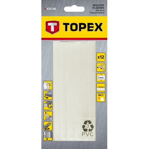 TOPEX bespalvios klijų lazdelės 8 mm x 100 mm, 12 vnt. image 2