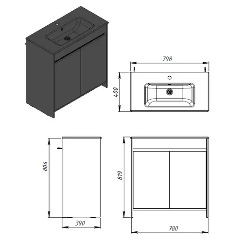 LEMGO LM-80 vonios spintelė balta 800x400x819 image 3