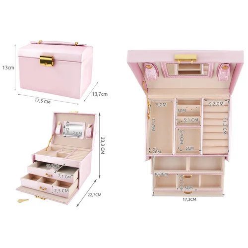 BEAUTYLUSHH rožinė papuošalų dėžutė, 20 skyrių image 2