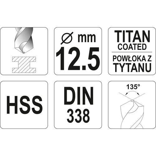 YATO YT-44667 HSS-TiN 12,5 mm grąžtas metalui image 2
