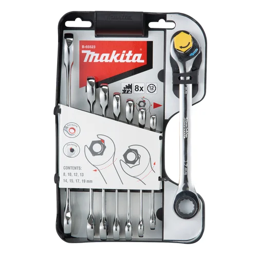 Makita B-65523 kombinuotų terkšlinių veržliarakčių rinkinys, 8 vnt image 1