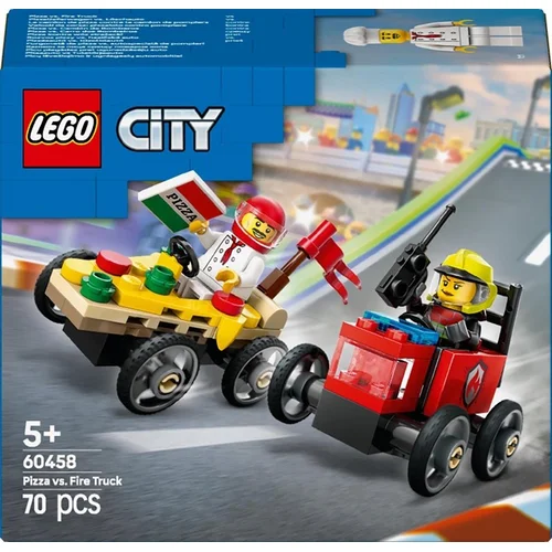 LEGO City Pizza vs. Fire Truck Race Car Pack 60458 image 1