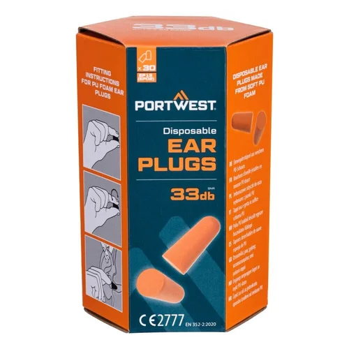 PORTWEST EP13 PU putų ausų kaištukai, 30 porų, Oranžinė image 2