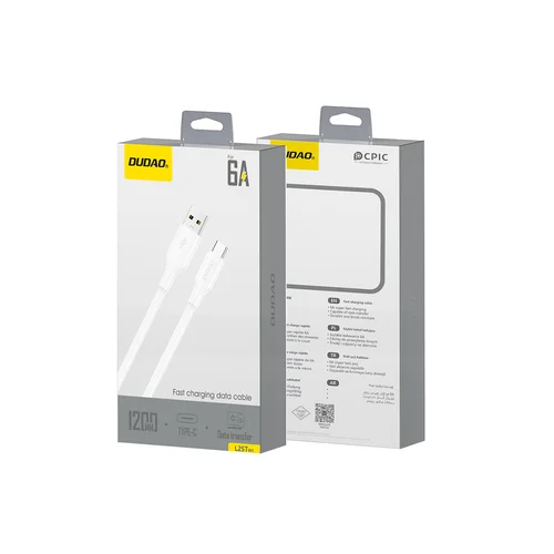 Dudao L2sT USB-A–USB-C 6 A kabelis, 1,2 m, baltas image 2