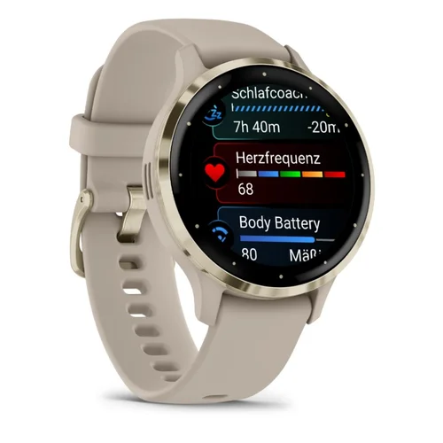 Garmin Venu 3S 41 mm AMOLED, pilka ir auksinė image 3