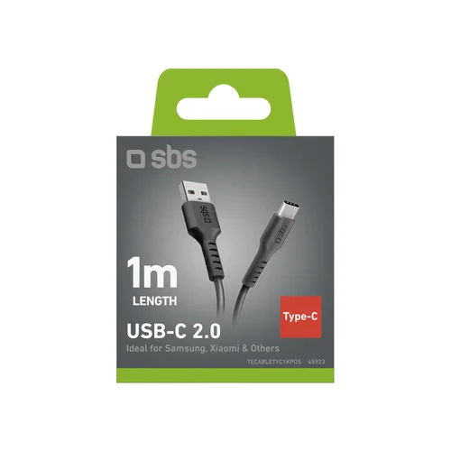 SBS TECABLETYC1KPOS USB-A–USB-C kabelis 1 m, juodas image 3