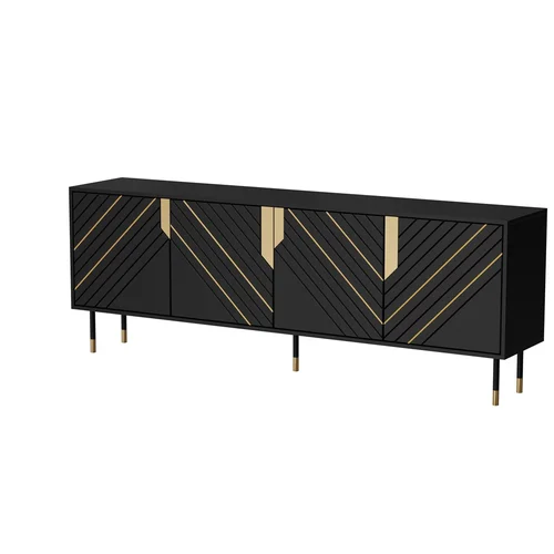 Cama 4D MOUNTAIN komoda 204 × 40 × 72 cm, juoda ir auksinė image 1