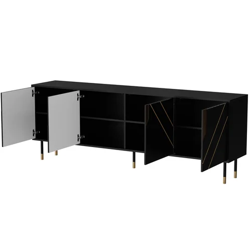 Cama 4D MOUNTAIN komoda 204 × 40 × 72 cm, juoda ir auksinė image 2