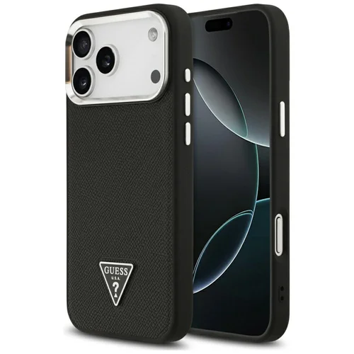 Guess Grained Triangle Logo MagSafe dėklas iPhone 17 Pro Max, juodas image 1
