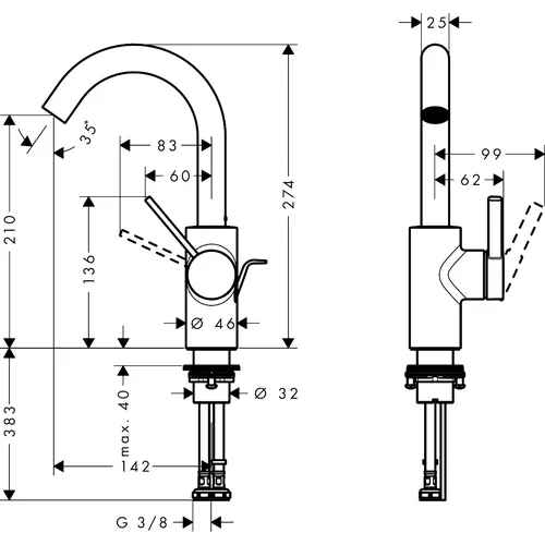 Hansgrohe Zesis S 210 CoolStart 74740000 su dugno vožtuvu image 3
