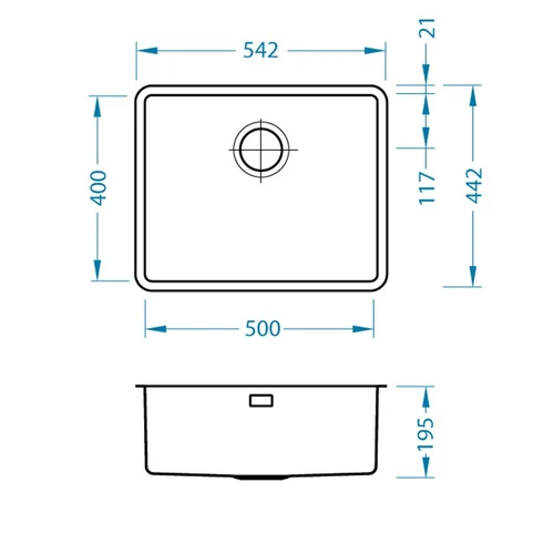 Alveus Kombino 50U antracito spalvos nerūdijančio plieno plautuvė 500x400mm image 2