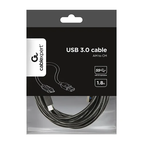 Gembird CCP-USB3-AMCM-6 USB-C–USB-A kabelis, 1,8 m, juodas image 3