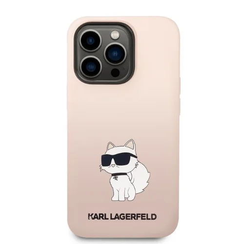 Karl Lagerfeld Ikonik Choupette silikoninis dėklas iPhone 14 Pro Max, rožinis image 3