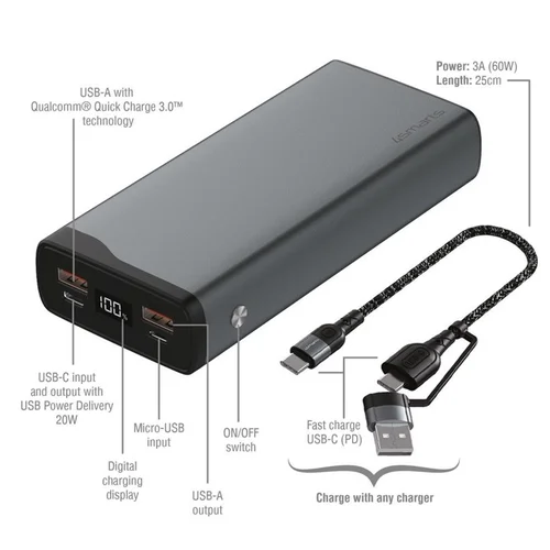 4smarts Nešiojamas įkroviklis 20000 mAh 22.5W Juoda image 2