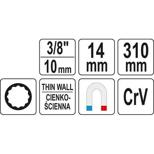 YATO YT-08163 plonasienis žvakių raktas 14 mm, 310 mm image 3