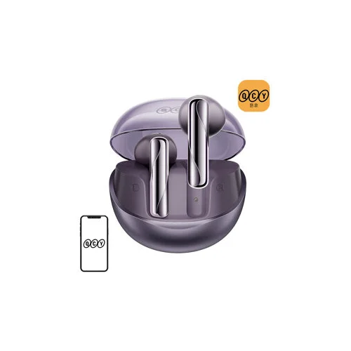 QCY AilyBuds Clear T32 violetinės belaidės ausinės image 1