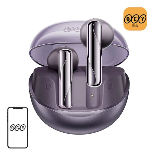 QCY AilyBuds Clear T32 violetinės belaidės ausinės image 2