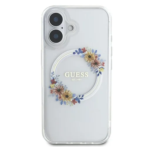 Guess IML Gėlių vainikas MagSafe dėklas iPhone 16 Plus, skaidrus image 3