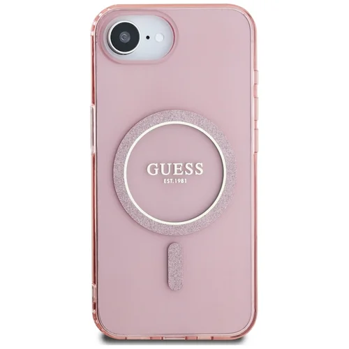 Guess IML Blizgučių apskritimo MagSafe dėklas iPhone 16e, rožinis image 3