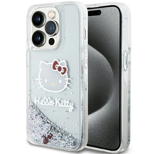 Hello Kitty skystų blizgučių dėklas iPhone 14 Pro, sidabrinis image 1