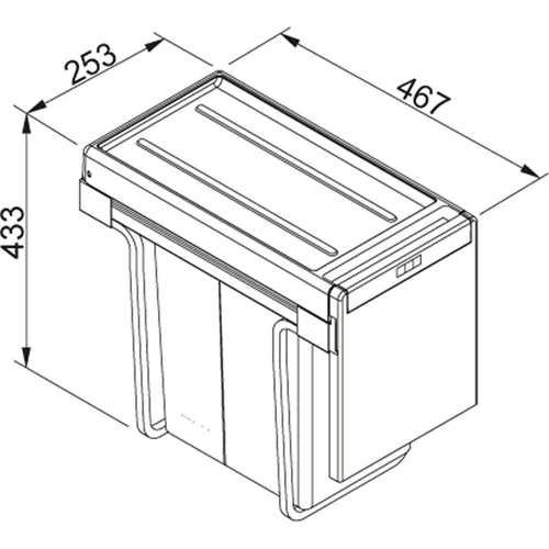 FRANKE Cube 30 šiukšliadėžė, Atidaroma ranka, 2×15 L image 3