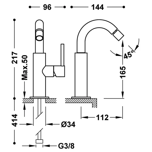 Tres Study Exclusive bidė maišytuvas Chromas image 3