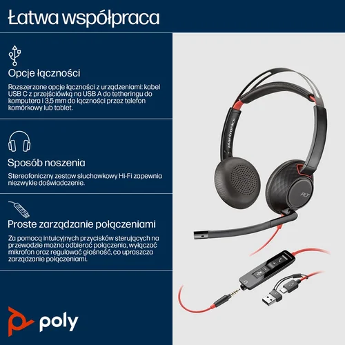 POLY Blackwire C5220 USB-C laidinės ausinės image 1
