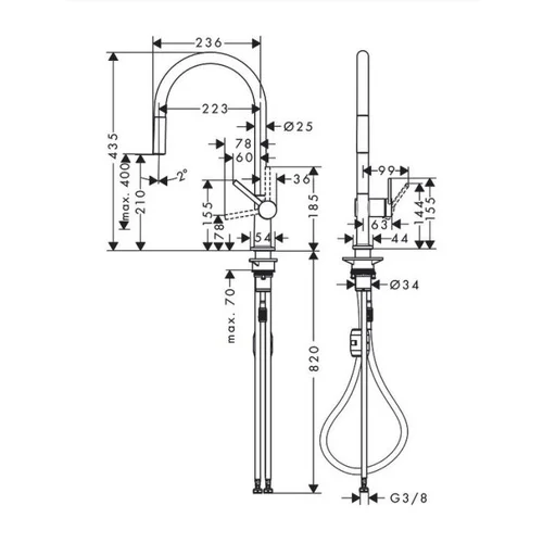 Hansgrohe Talis 72802000 virtuvinis maišytuvas su ištraukiama žarna, chromo spalvos image 2