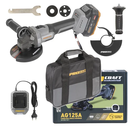 ProCraft AG125A-1B-F akumuliatorinis kampinis šlifuoklis, 20 V, 4 Ah image 1
