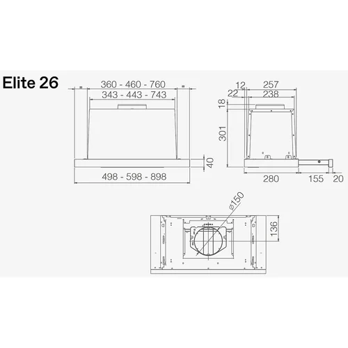 ELICA ELITE 26 BL/A/60 GFB 60 cm juodas gartraukis image 2