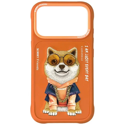 Nimmy iPhone 17 Pro dėklas „Akiniukai šauniam šuniui“, oranžinis image 1