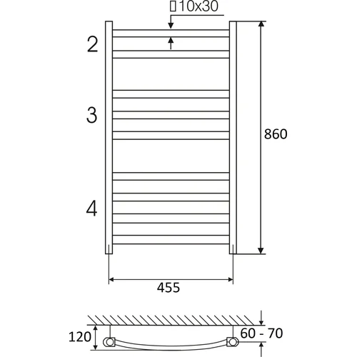 Elonika EP 50 x 86 KL chromuotas elektrinis rankšluosčių džiovintuvas image 3