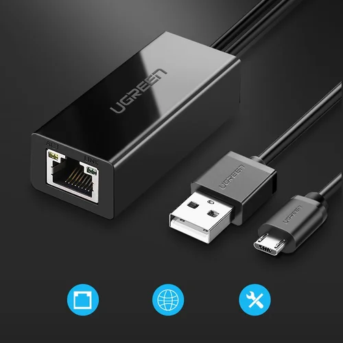 Ugreen 30985 tinklo adapteris Chromecast, 100 Mb/s, juodas image 2