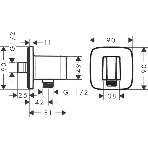 Hansgrohe FixFit Q 26887670 Sieninis lizdas su dušo laikikliu image 3